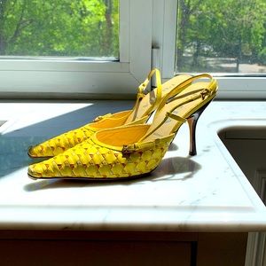 Prada woven leather slingback size 36